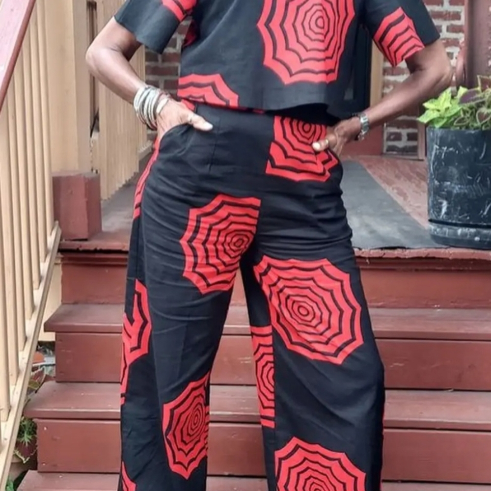 Mae Otti Black And Reg Wide Pant Size M NWT